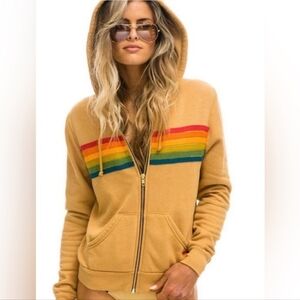 Aviator Nation RARE 6 Stripe Hoodie Sweatshirt XS